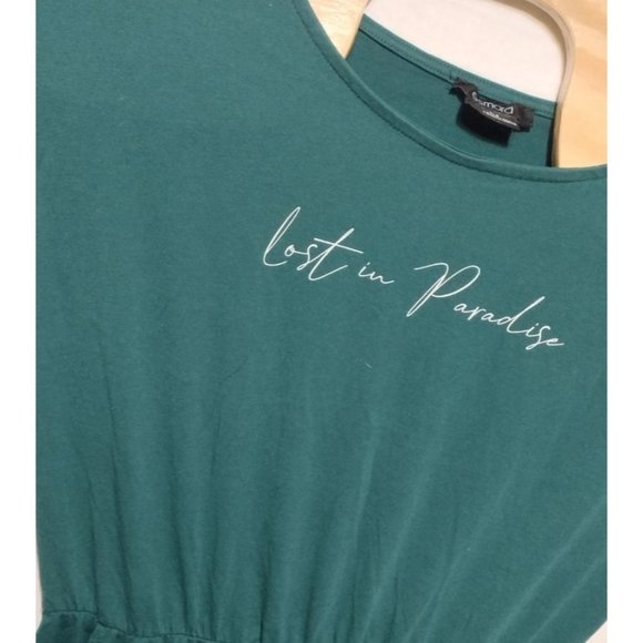 Esmara Green‎ Short Sleeve Lost in Paradise Pocket Dress Scoop Neck - Picture 1 of 7